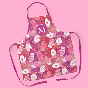 Tablier Noël d'hiver Mittens Motif en rose