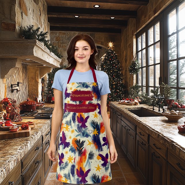 Tablier Noël d'or avec anges et étoiles - Élégant (Créateur téléchargé)