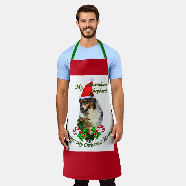 Tablier Noël du berger australien (Porté)