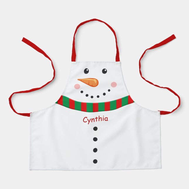 Tablier Noël du bonhomme de neige mignon pour les enfants  (Recto)