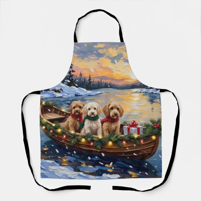 Tablier Noël en bateau avec Cockapoo (Recto)
