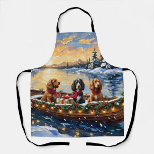 Tablier Noël en bateau avec un Cocker Spaniel