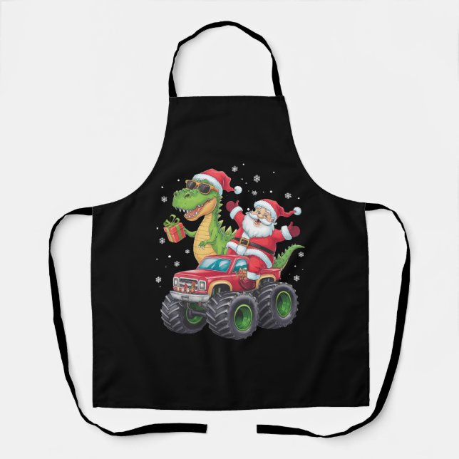 Tablier Noël Famille Correspondante Père Noël Truck Dinosa (Recto)