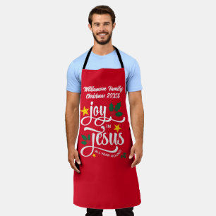 Tablier Noël Famille JOIE EN JÉSUS Christique personnalisé
