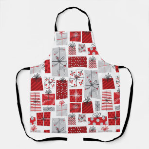 Tablier Noël Festif Rouge argent moderne Cadeaux