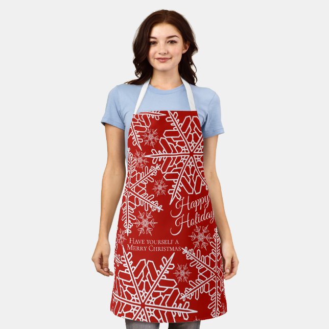 Tablier Noël Fête Fête Fête Rouge Blanc (Porté)