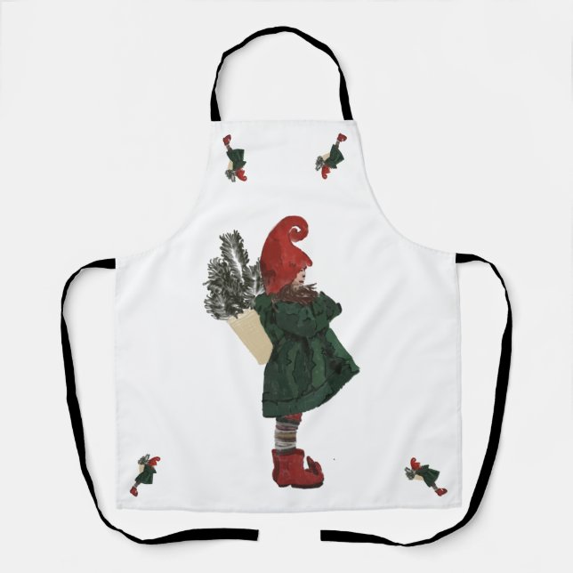Tablier Noël Gnome Apron | Vacances d'impression complètes (Recto)