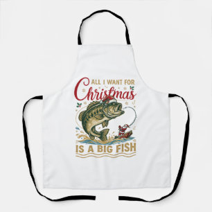 Tablier Noël Gros Poisson Bass Santa Bateau Pêche