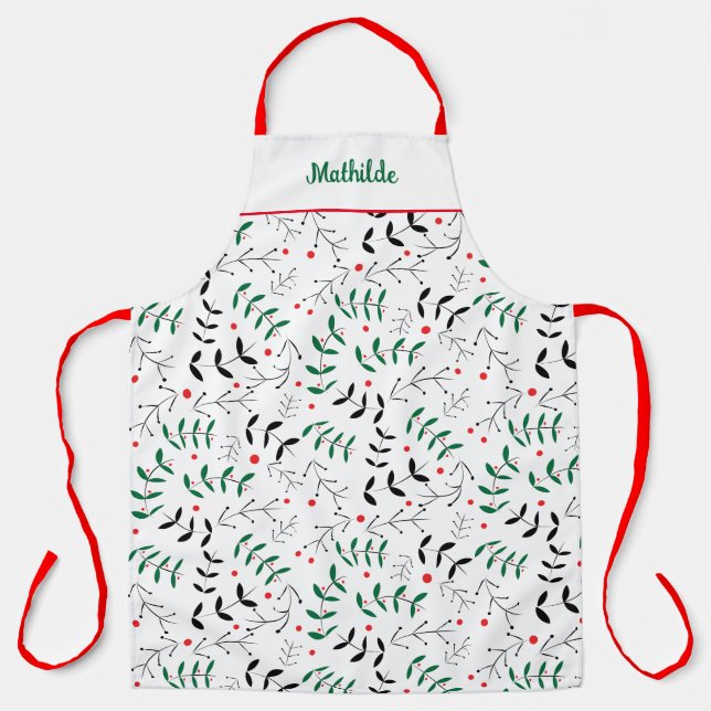 Tablier Noël personnalisé hiver Woodland Retro (Recto)