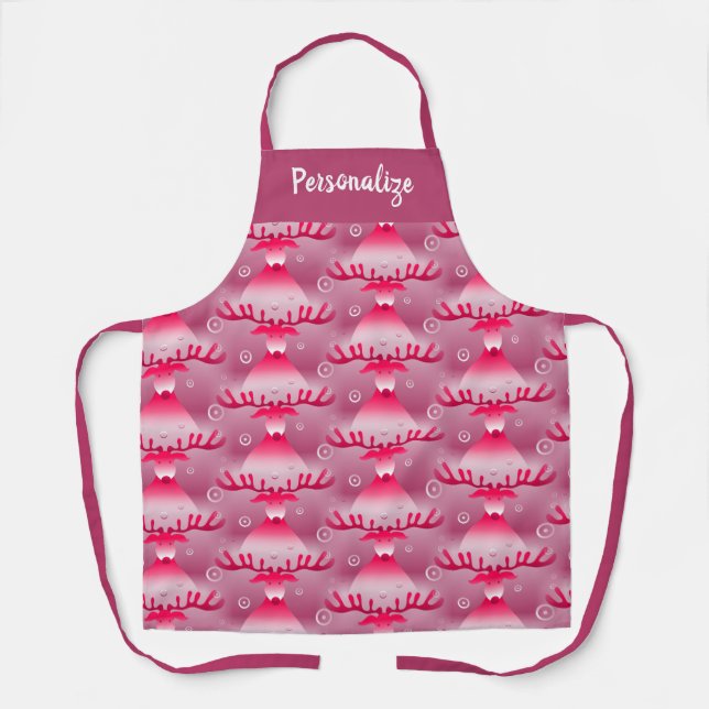 Tablier Noël Reindeer Purple Cuisine féminine de Noël (Recto)
