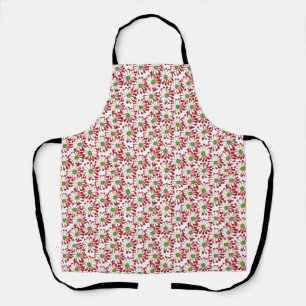 Tablier Noël Rouge et vert marguerite motif floral