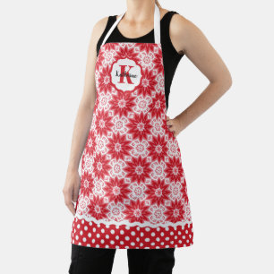 Tablier Noël rouge sur toute l'impression