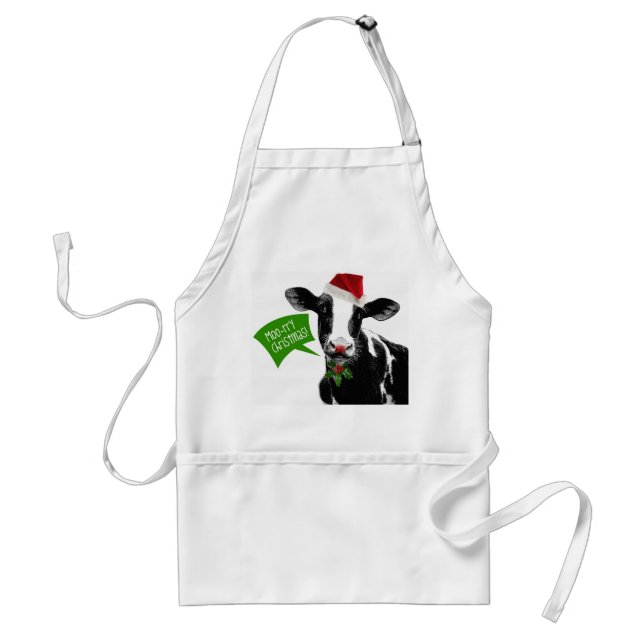 Tablier Noël rry de MOO ! Vache drôle à vacances dans le (Devant)