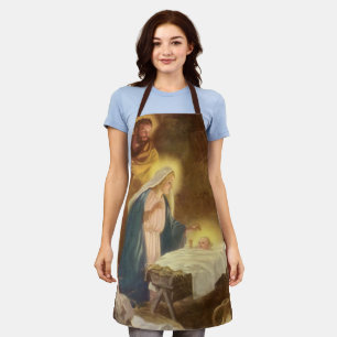 Tablier Noël vintage de la Nativité, Marie Joseph Enfant J