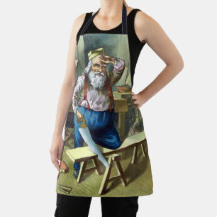 Tablier Noël Vintage, Jouets du bâtiment du Père Noël Vêtu