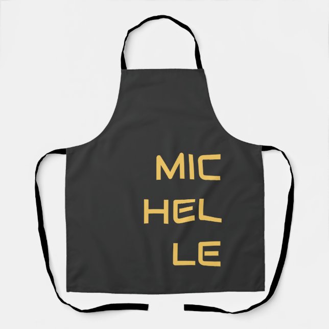 Tablier Noir Ajouter Votre Nom Moderne Plain (Recto)