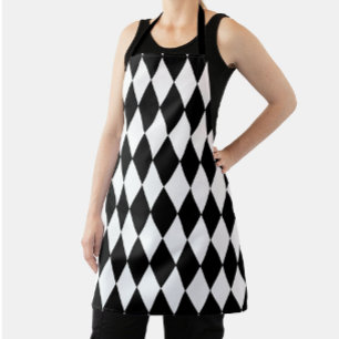 Tablier Noir blanc Arlequin Diamonds Motif Design