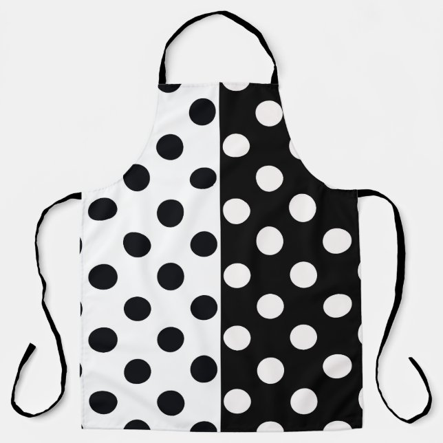 Tablier Noir Blanc demi-couleur fractionné en Pois Inverse (Recto)