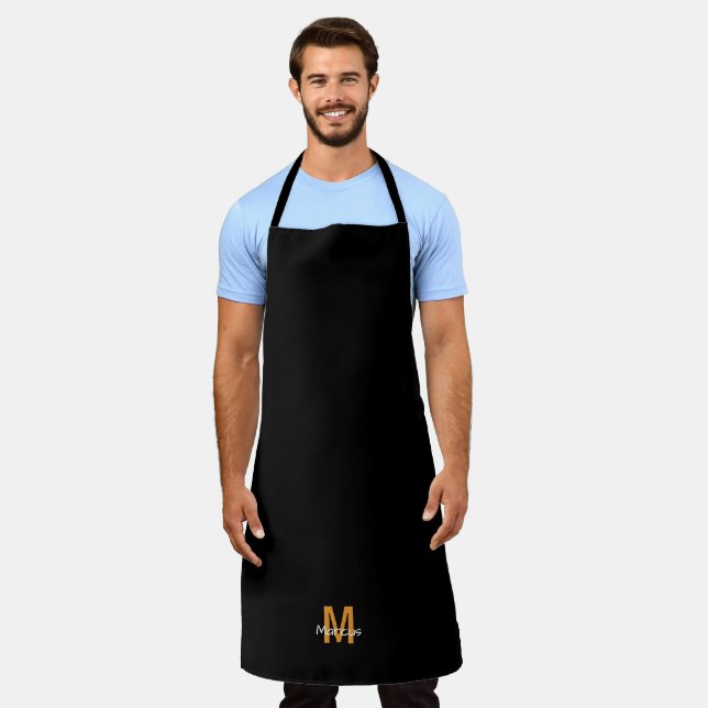 Tablier Noir Chic Monogrammé (Porté)