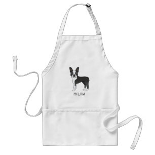 Tablier Noir Et Blanc Boston Terrier Dessin Chien Et Nom