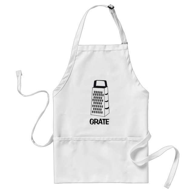 Tablier Noir et blanc "GRATE" Cuisine Clip Art Design - (Devant)
