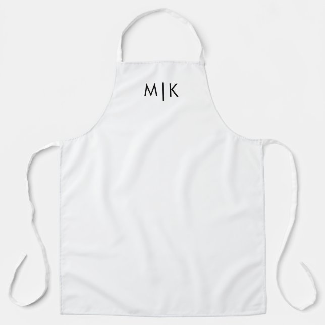 Tablier Noir et blanc | Monogramme moderne (Recto)