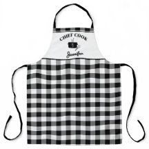 Noir et blanc Nom Cuisinier Buffalo Plaid Motif