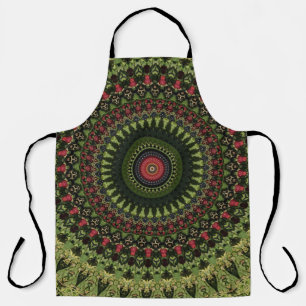 Tablier Noir et rouge brillant Mandala