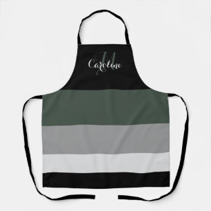 Tablier Noir et Sage de couleur naturelle