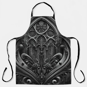 Tablier noir gothique avec design cathédrale
