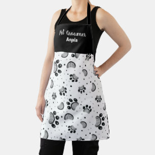 Tablier noir Paw Groomer personnalisé