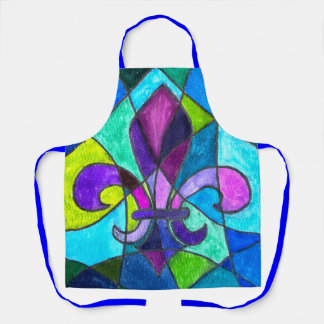 Tablier NOLA Series Blue Mosaic All-Over Print Apron