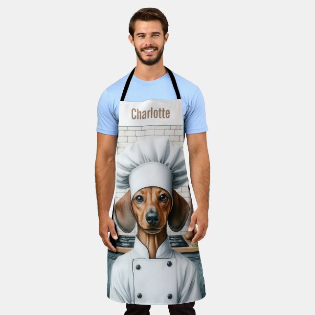 Tablier Nom customisé Dachshund Chien Cuisine Chef (Porté)