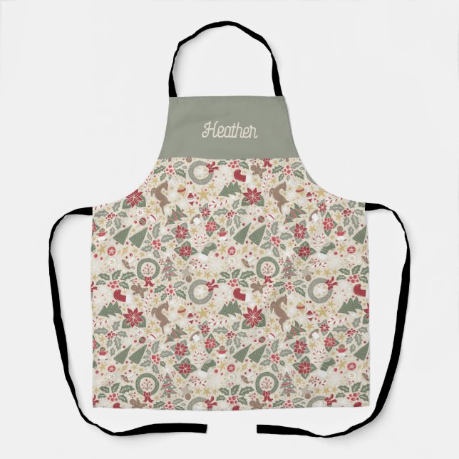Tablier Nom customisé Très Joyeux Noël Apron (Recto)
