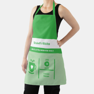 Tablier Nom d'amateur de café cuisine vert