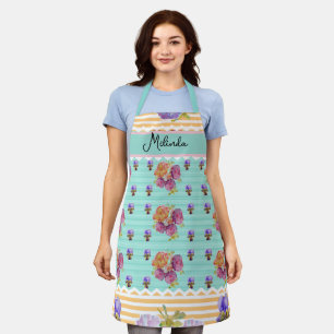 Tablier Nom de femme personnalisé violet pastel français a
