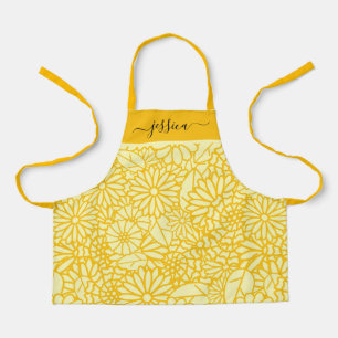 Tablier Nom de fille florale jaune mignon