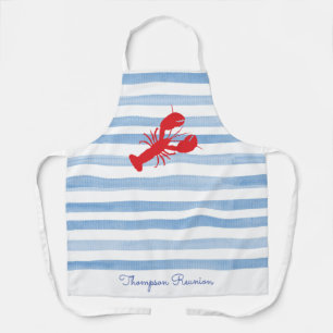 Tablier Nom de homard rouge Reunion Stripes Bleu Blanc Pre