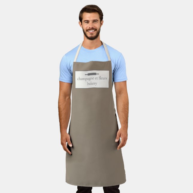 Tablier Nom de la boulangerie personnalisée Taupe Chef ou  (Porté)