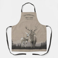 Nom de la famille Cabine Deer Pine Tree Forest Bur
