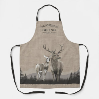Tablier Nom de la famille Cabine Deer Pine Tree Forest Bur