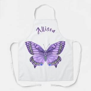 Tablier Nom de la femme blanche de papillon violet