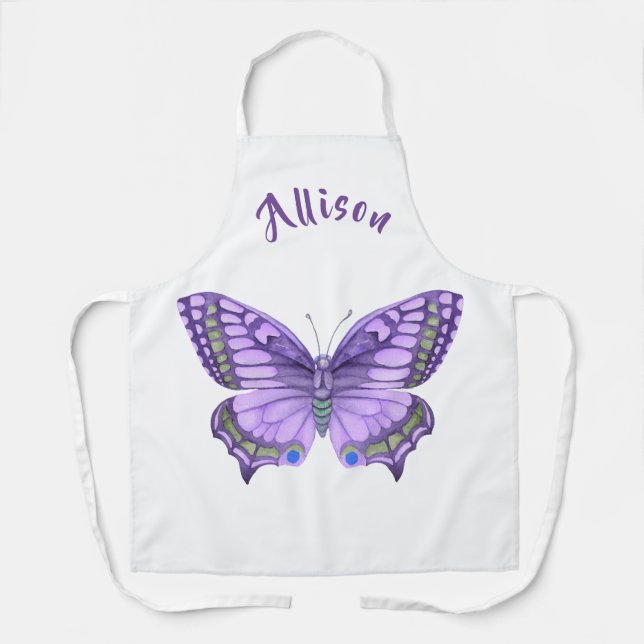 Tablier Nom de la femme blanche de papillon violet (Recto)