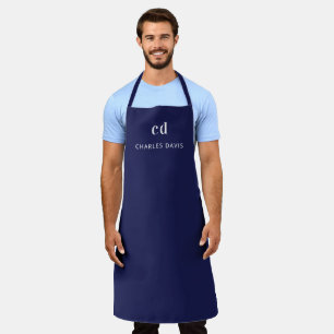 Tablier Nom de la marine bleu blanc monogramme