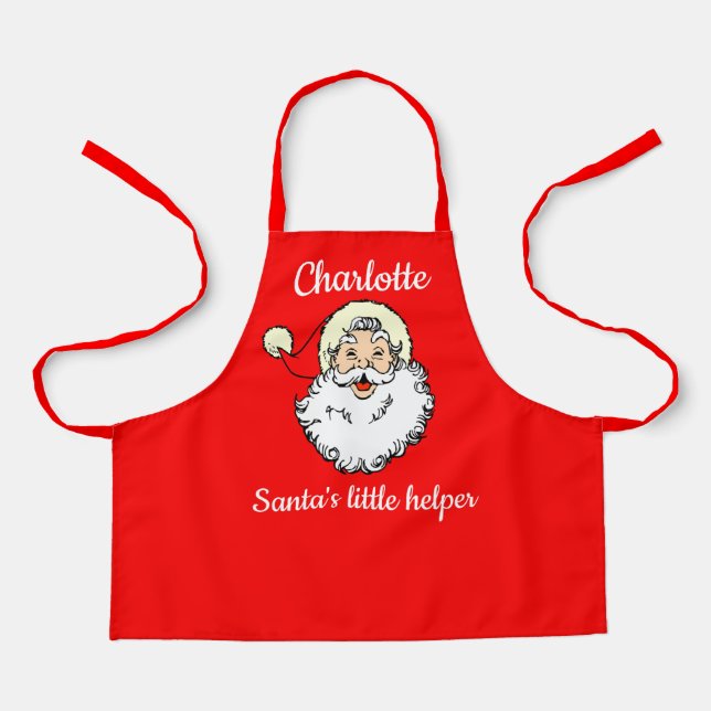 Tablier Nom de l'enfant Père Noël Helper Baking avec maman (Recto)