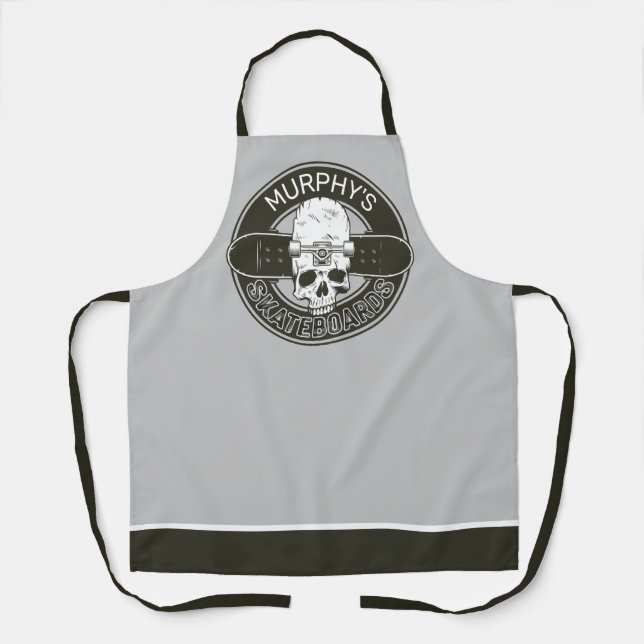 Tablier NOM DE Patinage Personnalisé Skull Skateboard Skat (Recto)