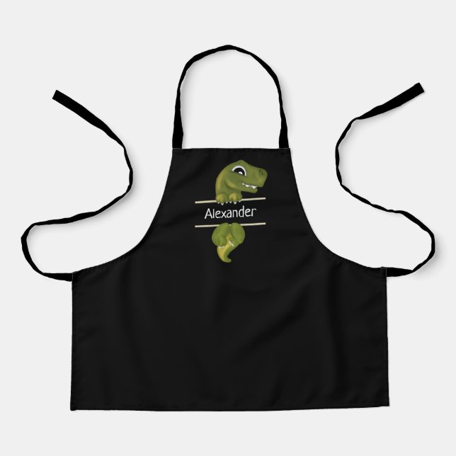 Tablier Nom d'enfant personnalisé Dinosaur Garçons (Recto)