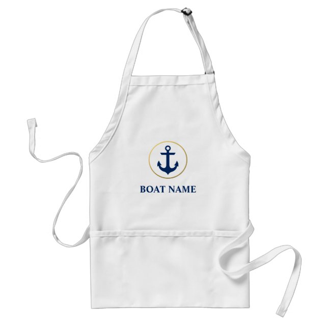 Tablier Nom du bateau nautique Ancre Blue Gold (Devant)