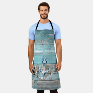 Tablier Nom du bateau nautique Ancre Bois rustique
