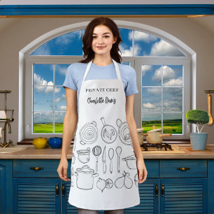 Tablier Nom du chef privé ustensiles de cuisine script
